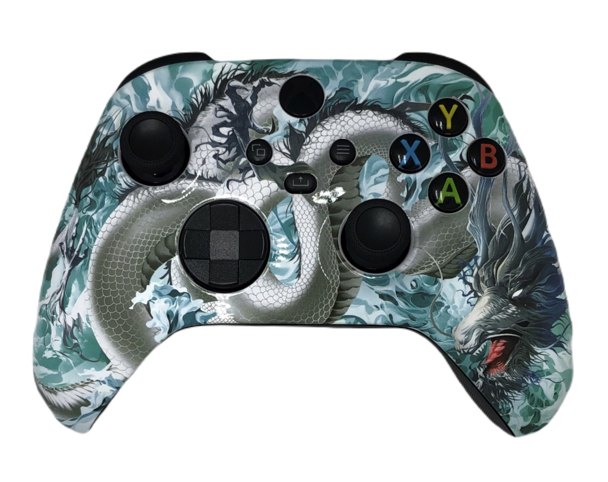 Custom Microsoft Xbox Series X Controller – Glossy Jade Dragon-Cloud Dominator