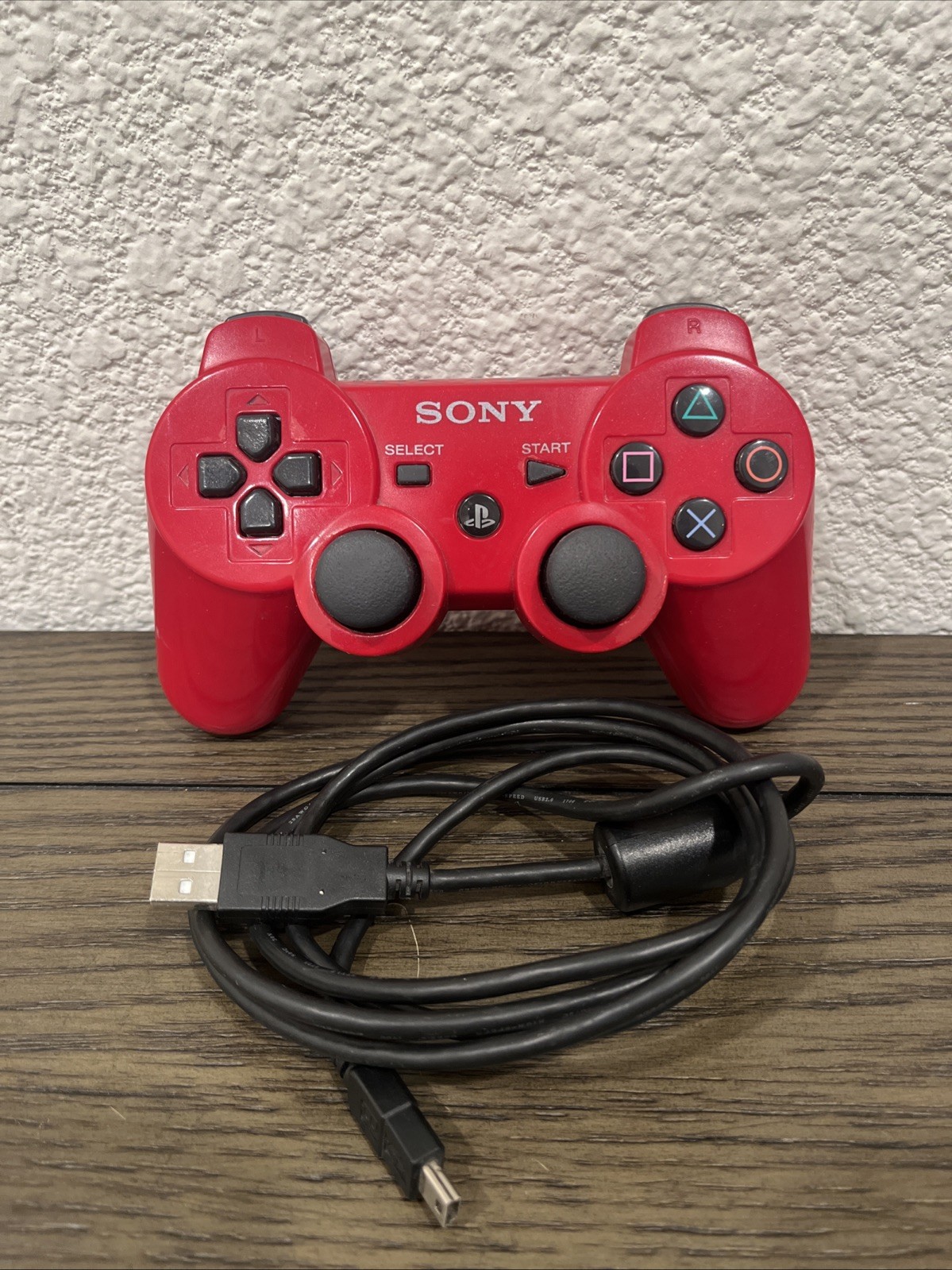 Sony PlayStation 3 DualShock Red Controller with Cord, Tested Working