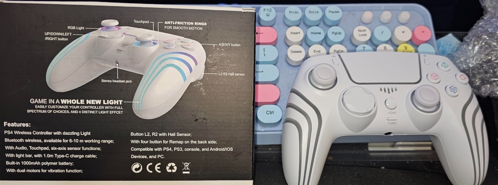 White Wireless Controller for P4 with LED Lights