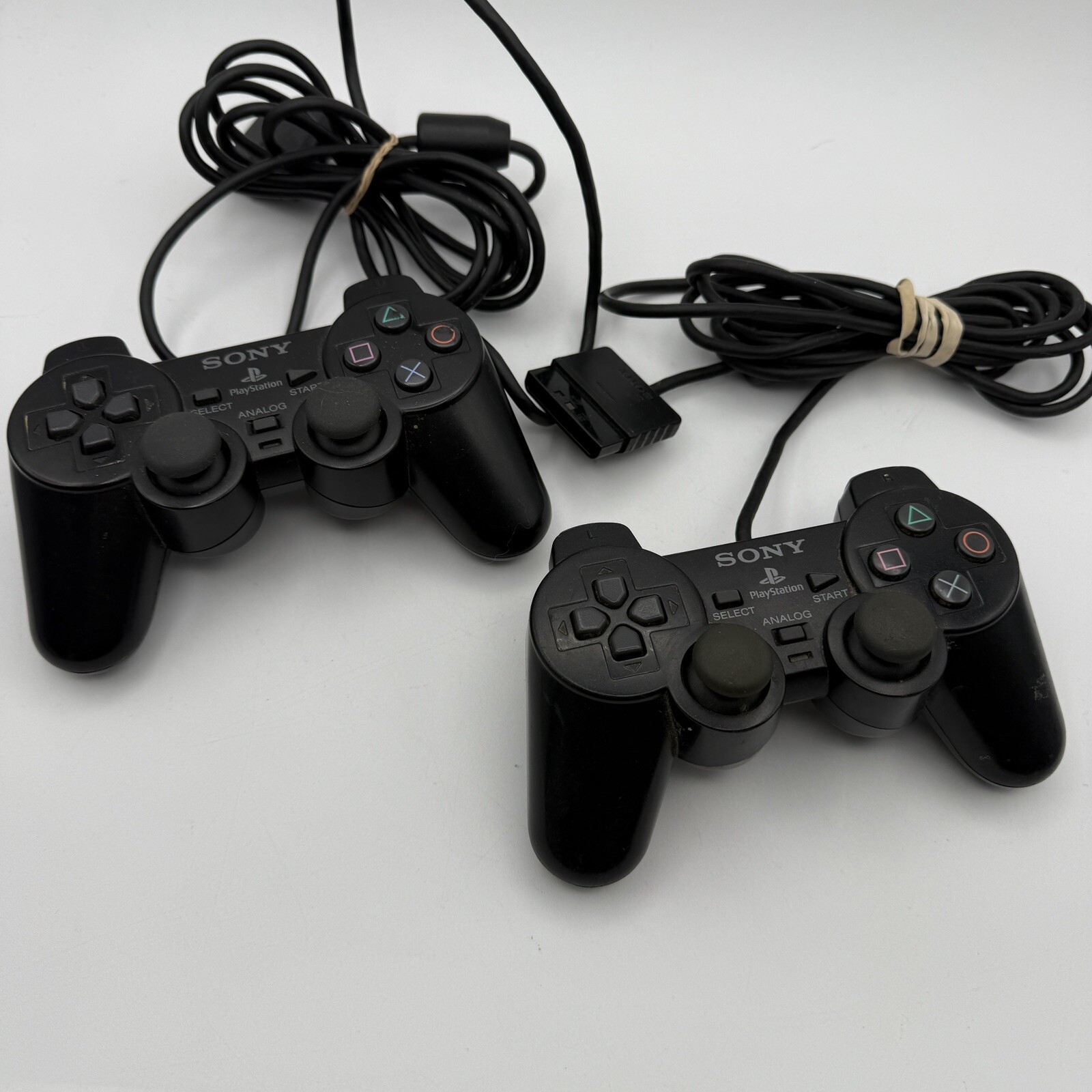 For Repair Lot Of 2 Sony PlayStation 2 OEM Black Analog Controller Wired