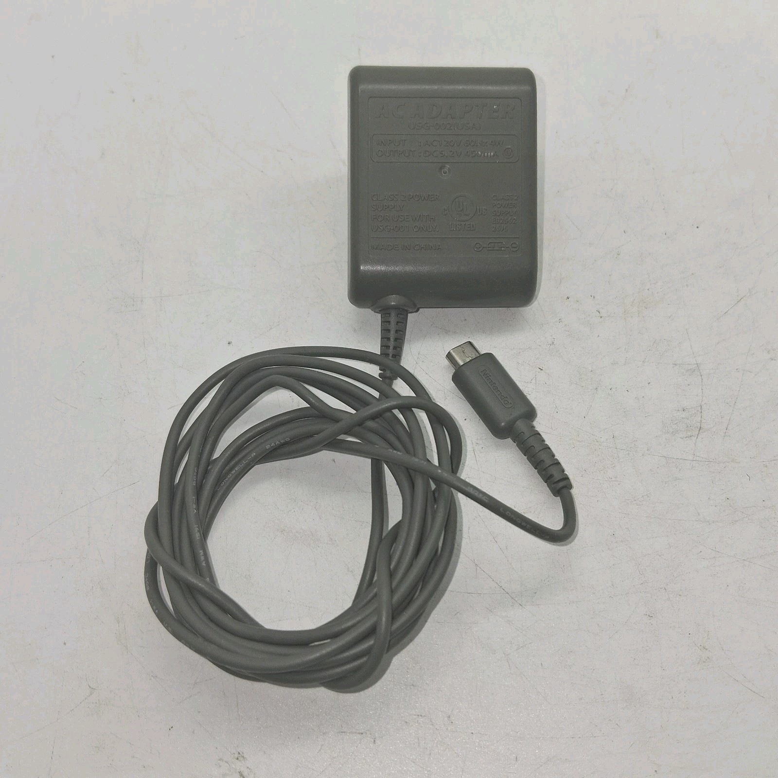 Nintendo DS Lite (USG-002 USA) Genuine Authentic OEM Wall AC Charger Cord Gray