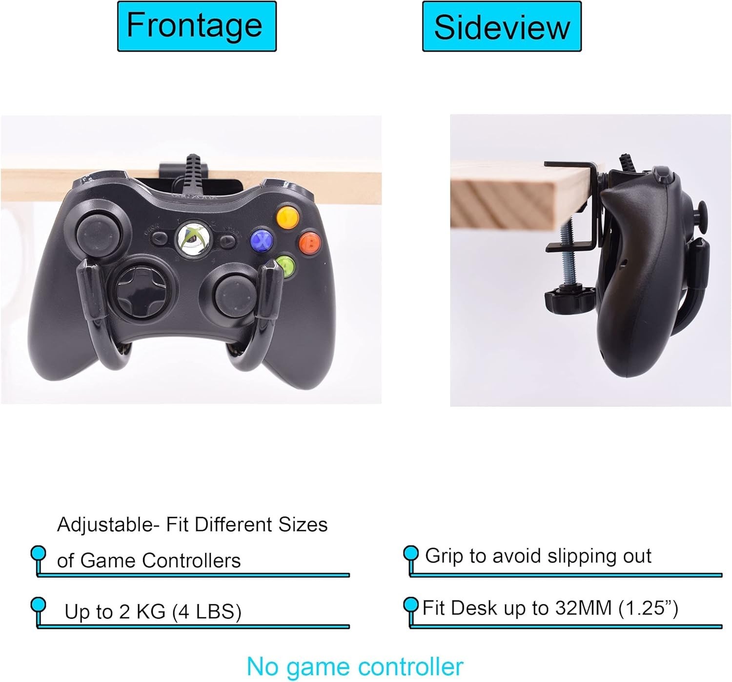Desk Mount Game Controller Holder for Xbox and PS Controllers, Adjustable Rack