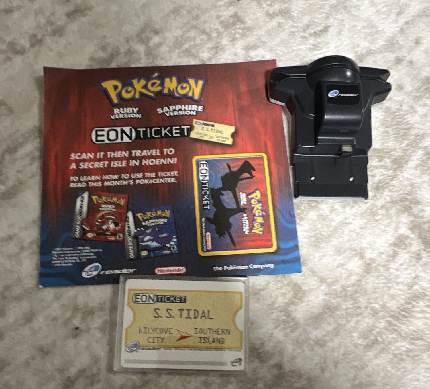 Nintendo Game Boy Advance e-Reader Card EON Ticket for Pokemon Ruby/Sapphire