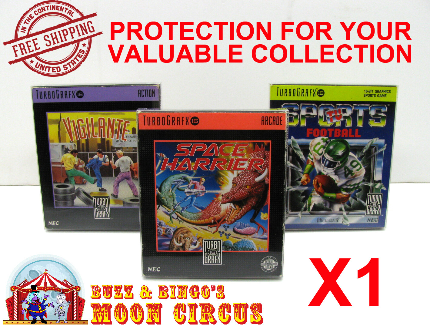 1X TURBOGRAFX 16 CIB GAME – CLEAR PROTECTIVE BOX PROTECTORS SLEEVE CASE