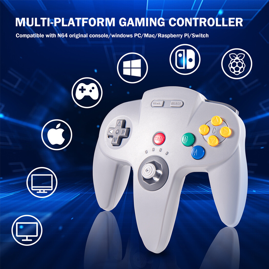 2.4G Wireless N64 Controller Console Gamedpad w/Rumble Pak For Nintendo N64 US