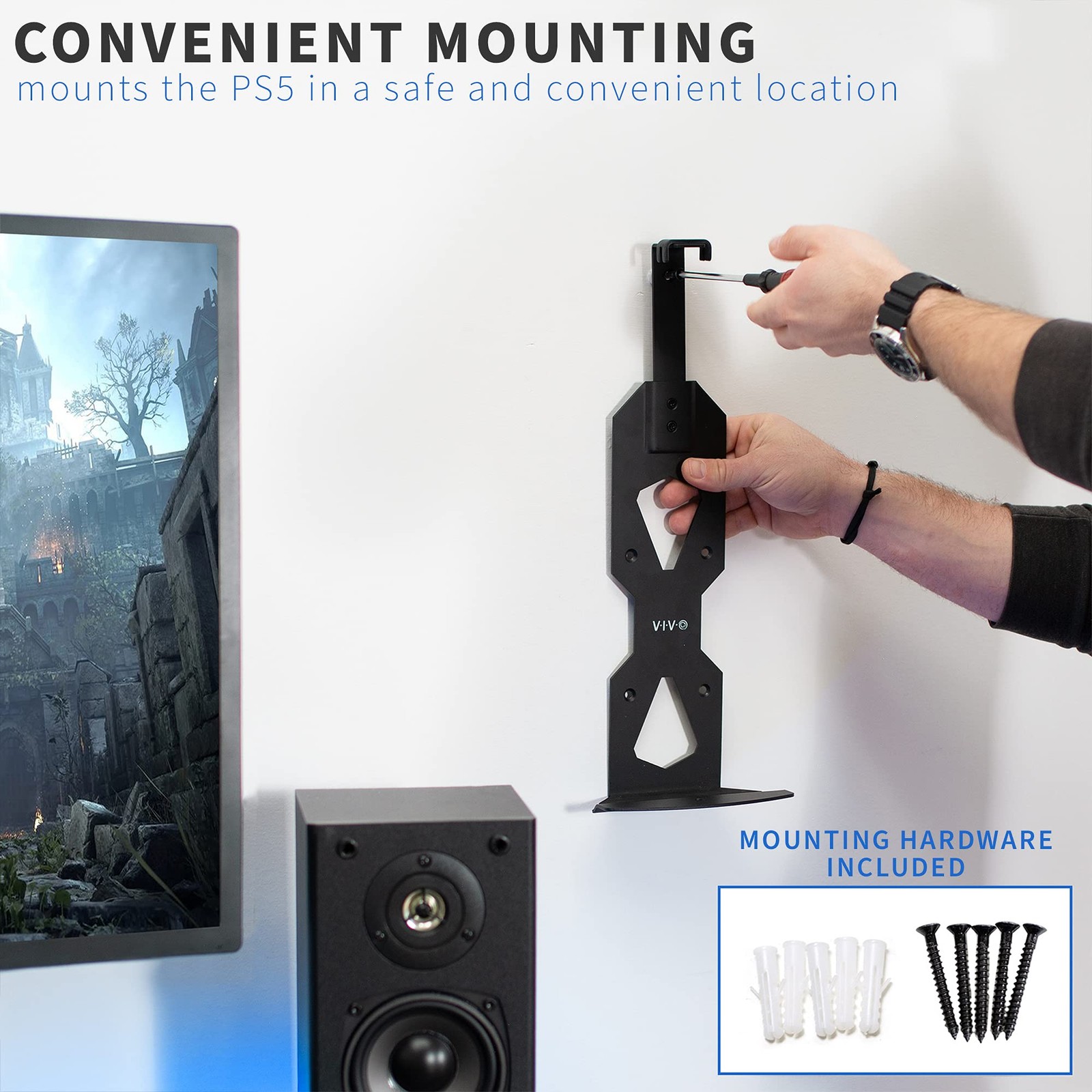 Steel Wall Mount Bracket Designed for PS5 Gaming Console, Vertical Display fo…
