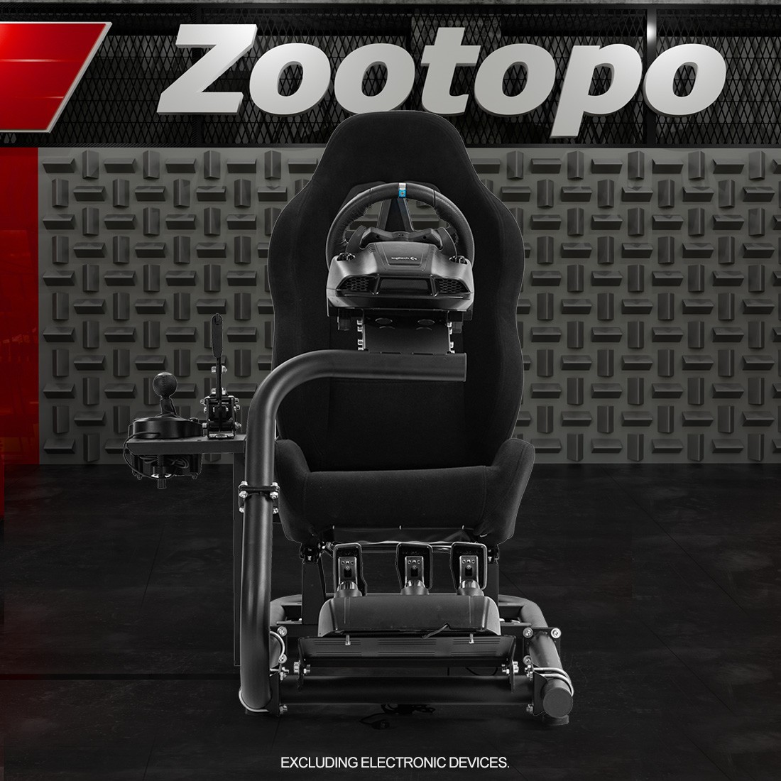 Zootopo Semi Open Racing Sim Cockpit With Black Seat Fits Logitech Thrustmaster