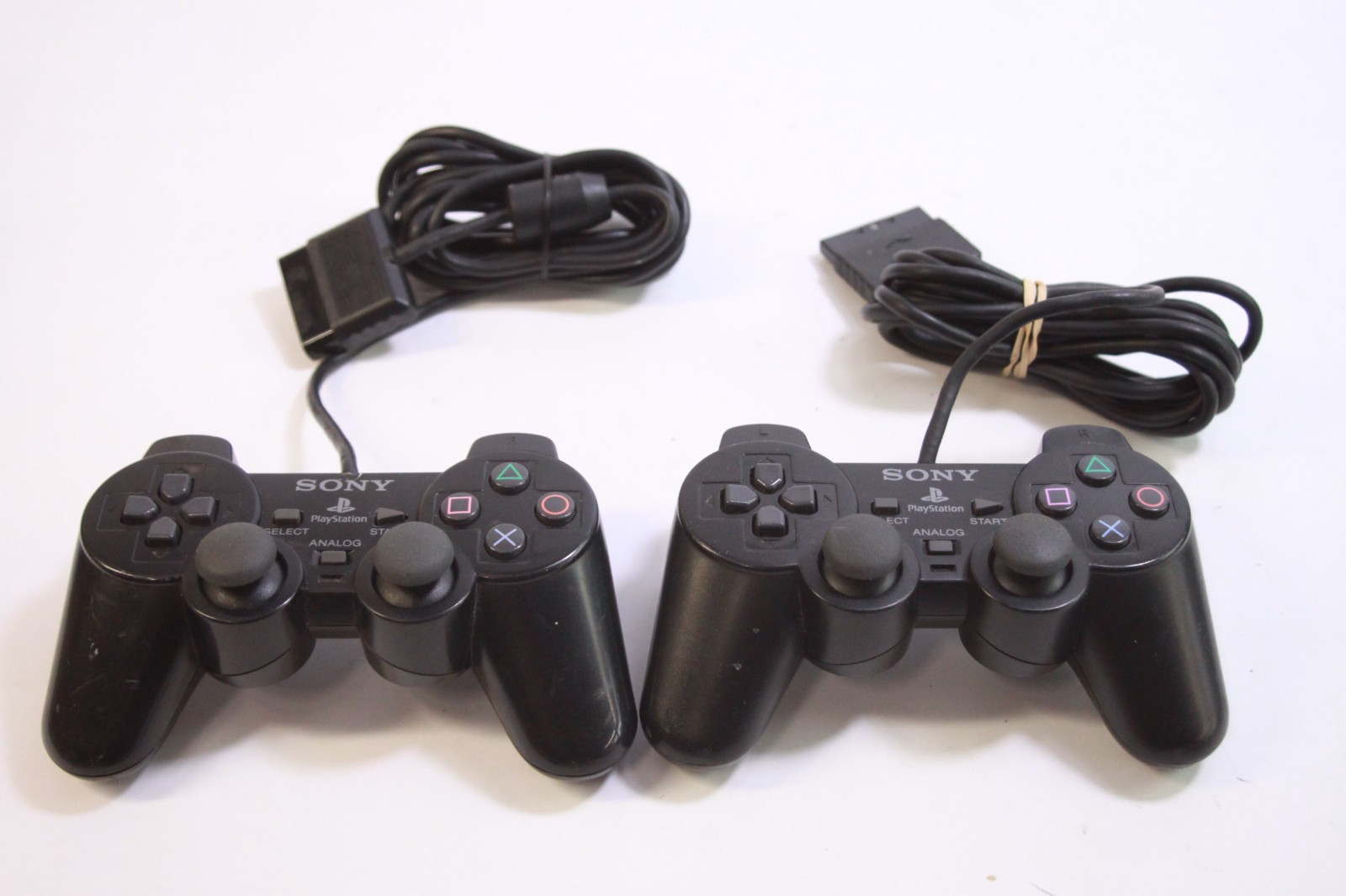 Lot Of 2 Sony SCPH-10010 BLACK Wired Controllers DualShock 2 PlayStation 2