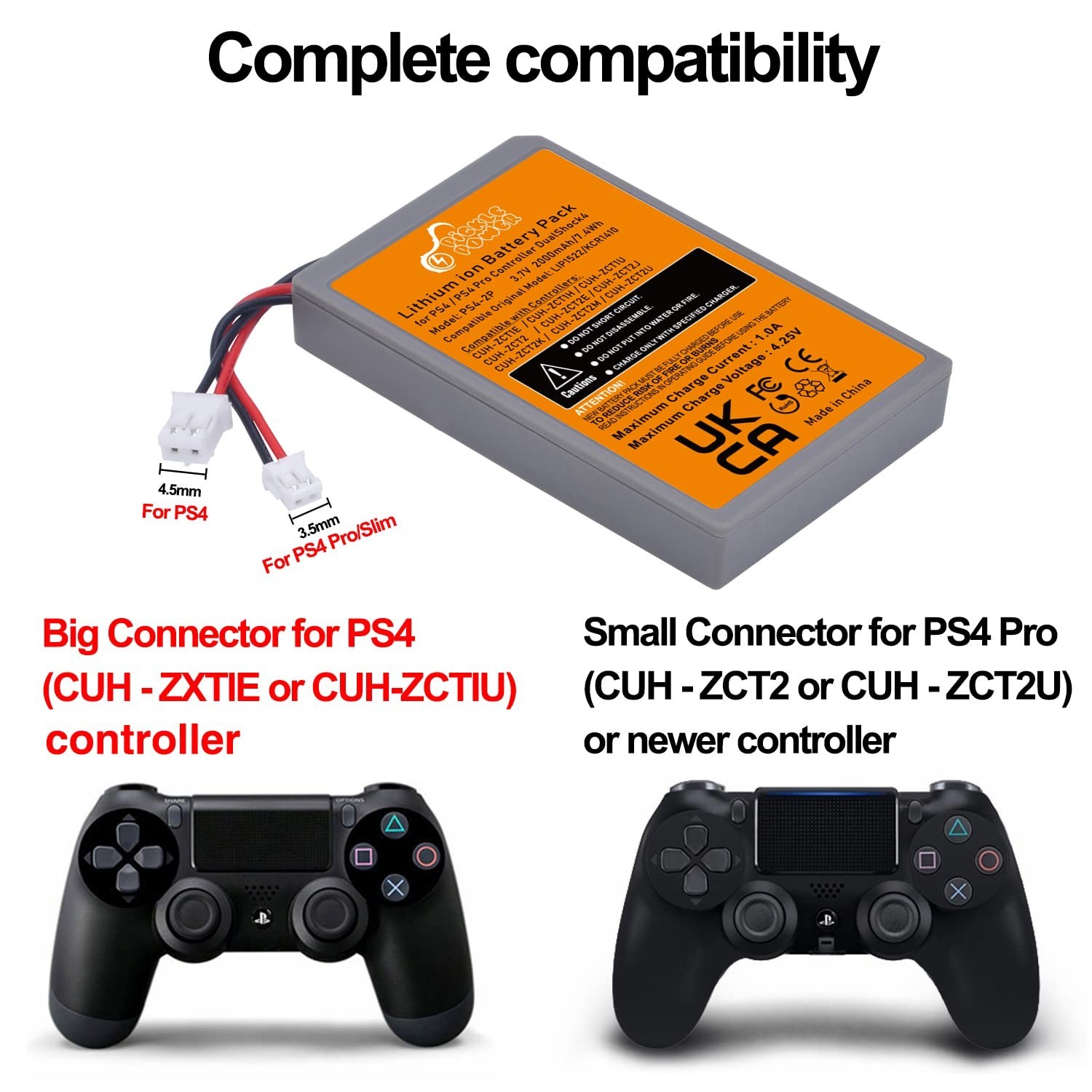 2000mAh PS4 Controller Battery Replacement – 2 Pack for PlayStation 4 DualShock