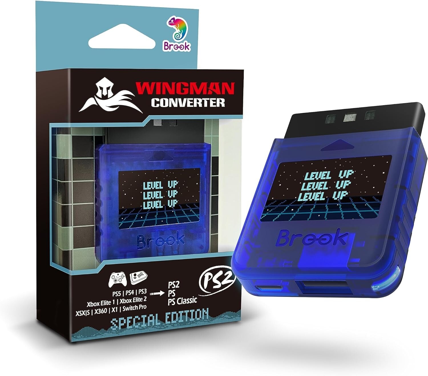 Brook Wingman PS2 Converter Wireless Version of PS4/3 to PS2/1, Starry Blue
