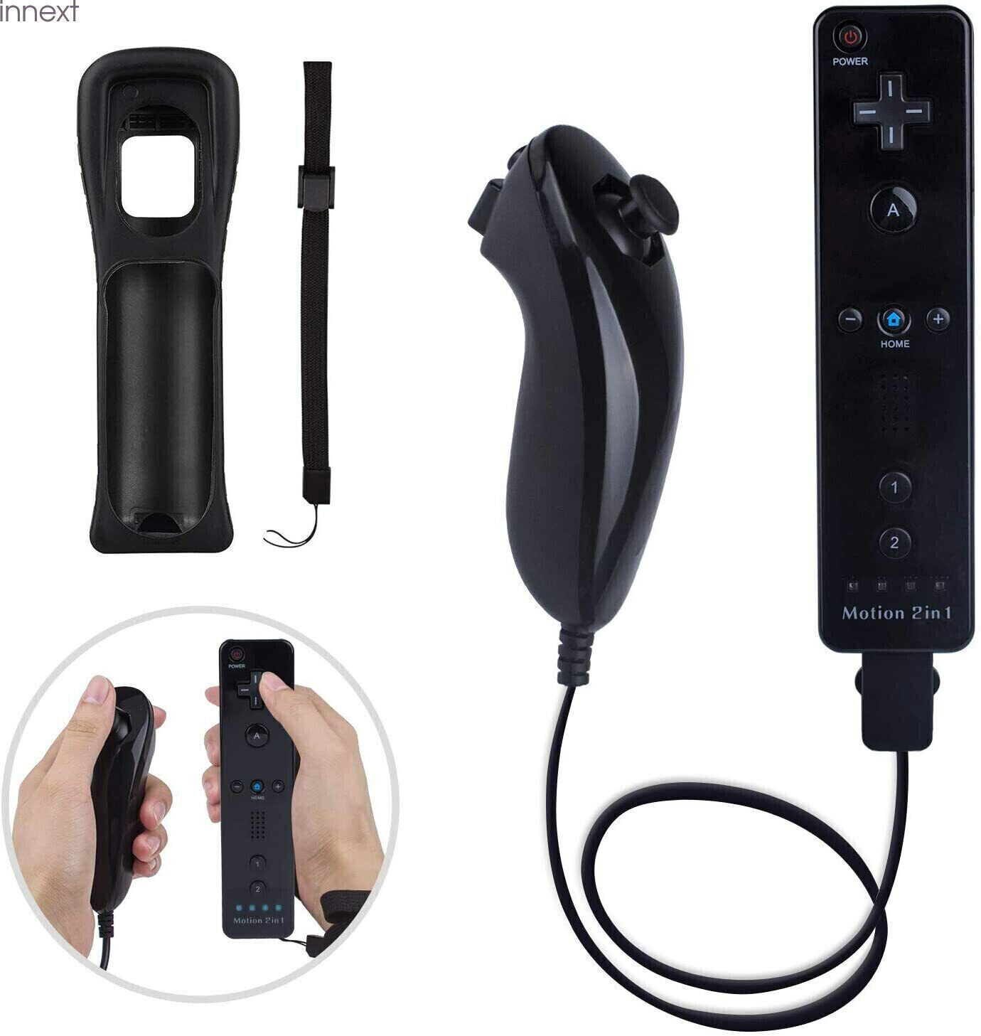 2 Pack 2in1 Motion Plus Remote and Nunchuck Controllers for Wii & Wii U Wiimote