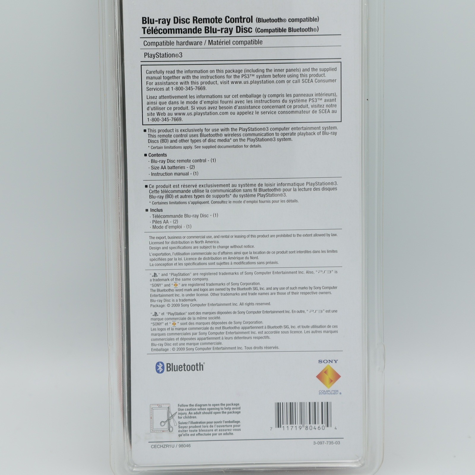 Sony PlayStation 3 PS3 Blu-ray Disc Remote Control Bluetooth CECHZR1U New Sealed
