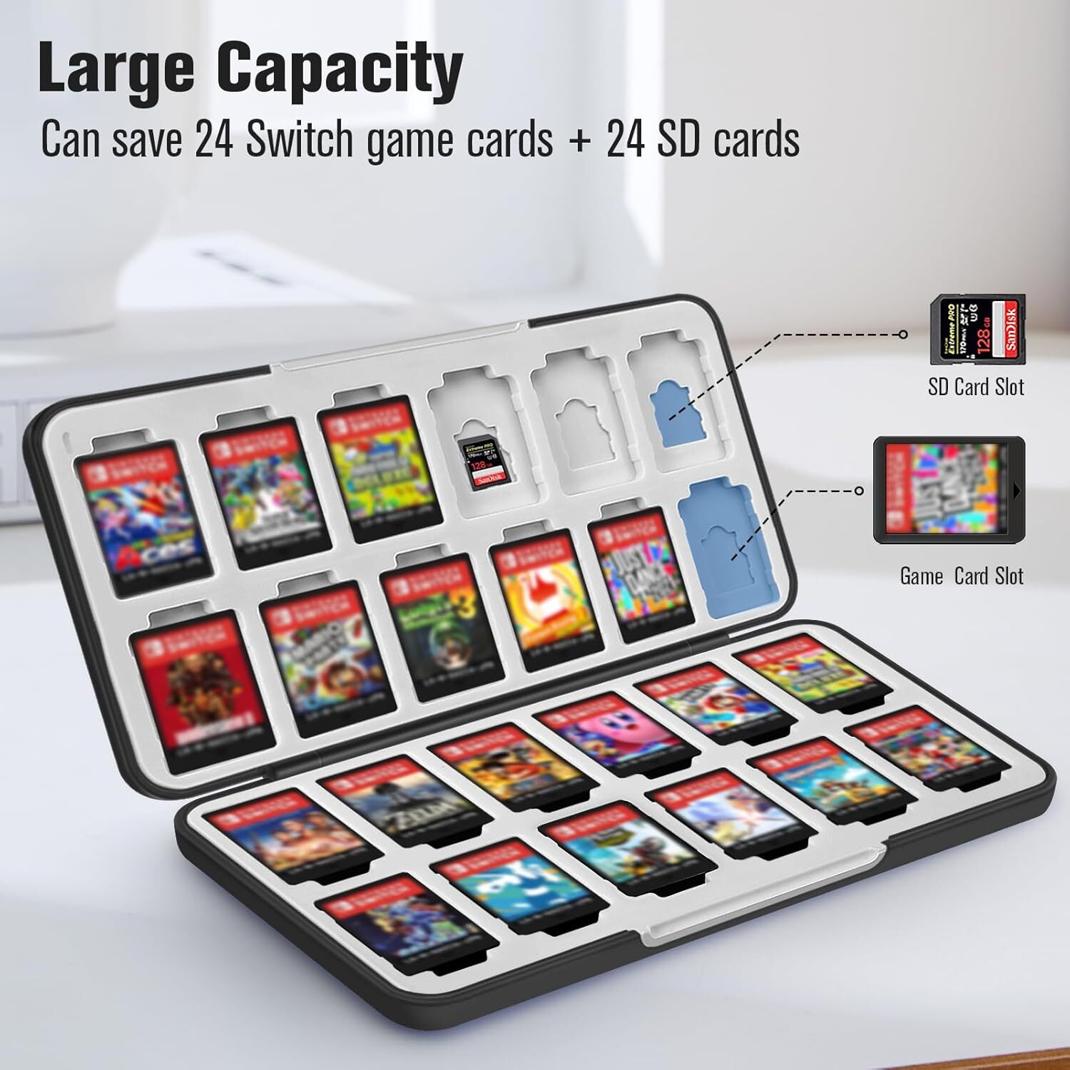 24 Slots Game Card Case for Nintendo Switch Games Hard Shell Storage Holder Box