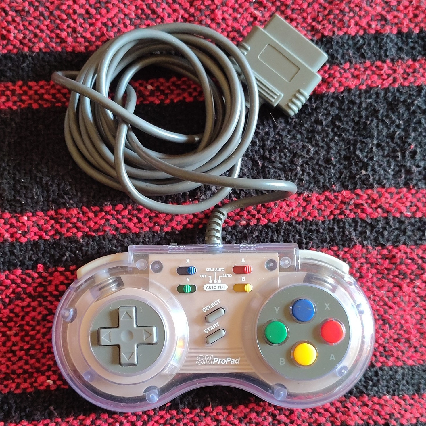 SN ProPad Wired Controller for Nintendo SNES Clear Gray Auto Fire SV-334