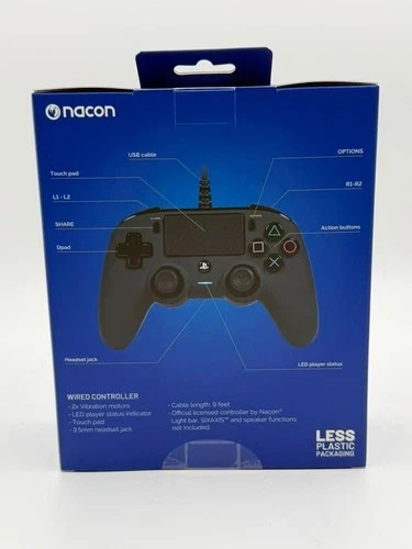 PS4 Wired Controller for PlayStation 4 & PC – Nacon – Black