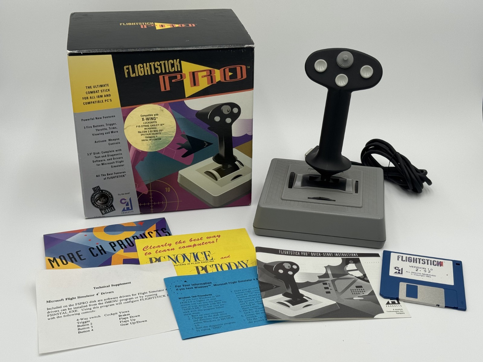 Vintage 1990s CH Products Flightstick Pro Joystick – 15 Pin Connector – Mac