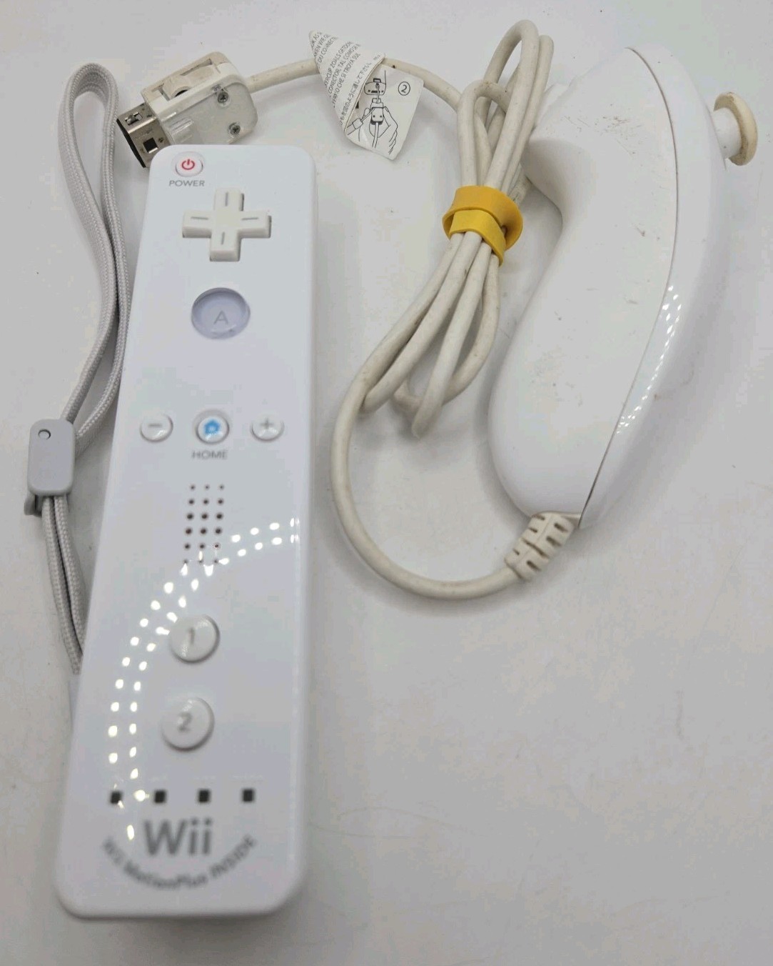 OEM Nintendo White Wii Motion Plus Remote Controller RVL-036 w/ Nunchuck H9