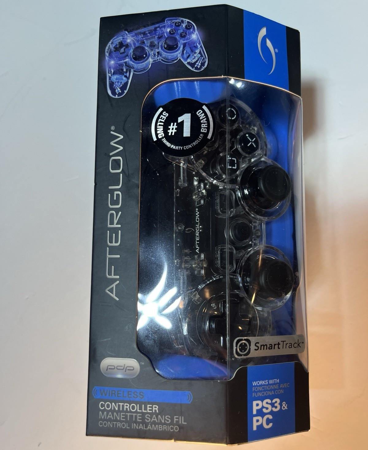 PDP Afterglow Wireless Controller for PS3 & PC Clear/Black SmartTrack LED