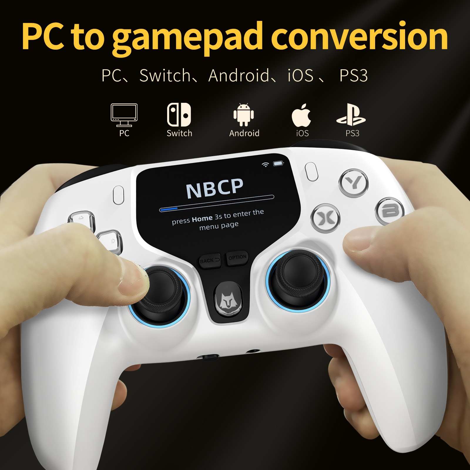 Wireless Gaming Controller with Interactive Screen for PC/P3/Switch/Android