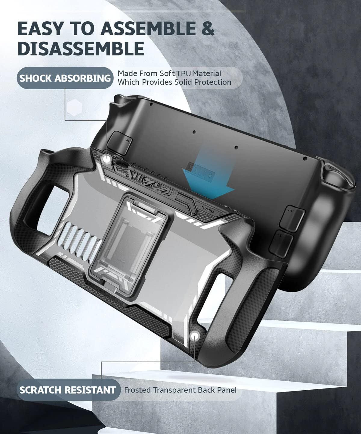 For Steam Deck OLED Grip Case 2023 Mumba Anti-Slip/Scratch Cover / Carrying Case