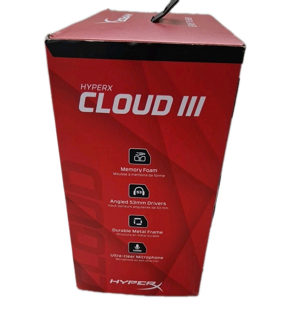 HyperX Cloud III Over-Ear Gaming Headset – Black/Red Excellent Cond Open Box