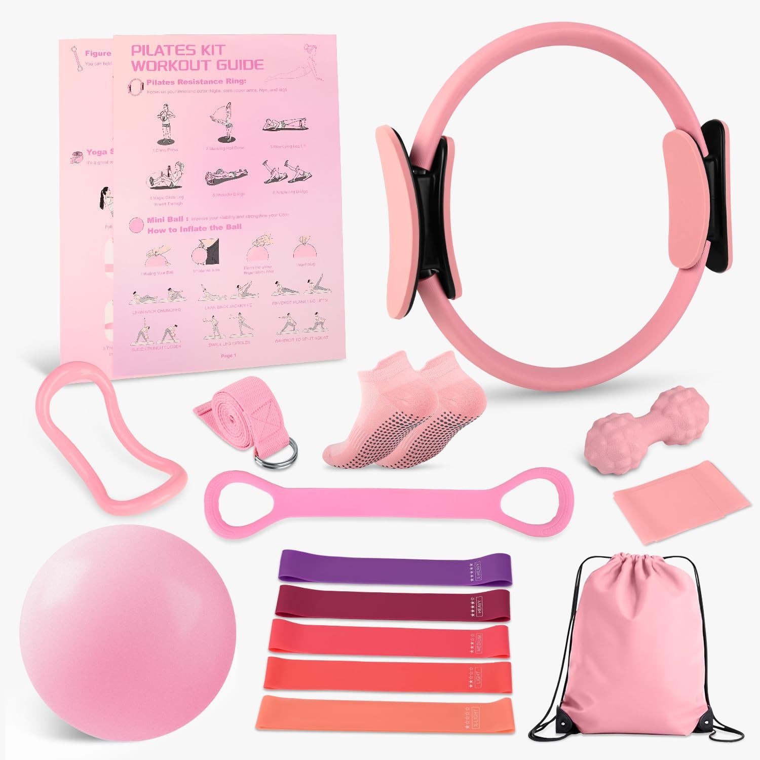 Home Pilates Essentials Kit for Women – Complete Set with 9″ Yoga Ball, Figur…