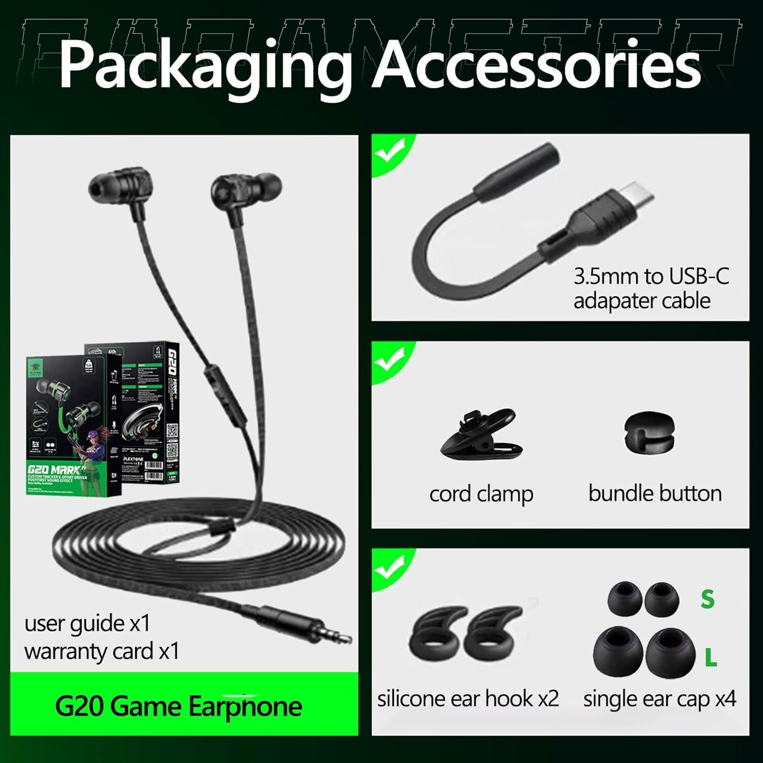 Gaming Earbuds Wired Silicone In Ear 3.5mm USB-C Mic Volume Control Noise Iso…