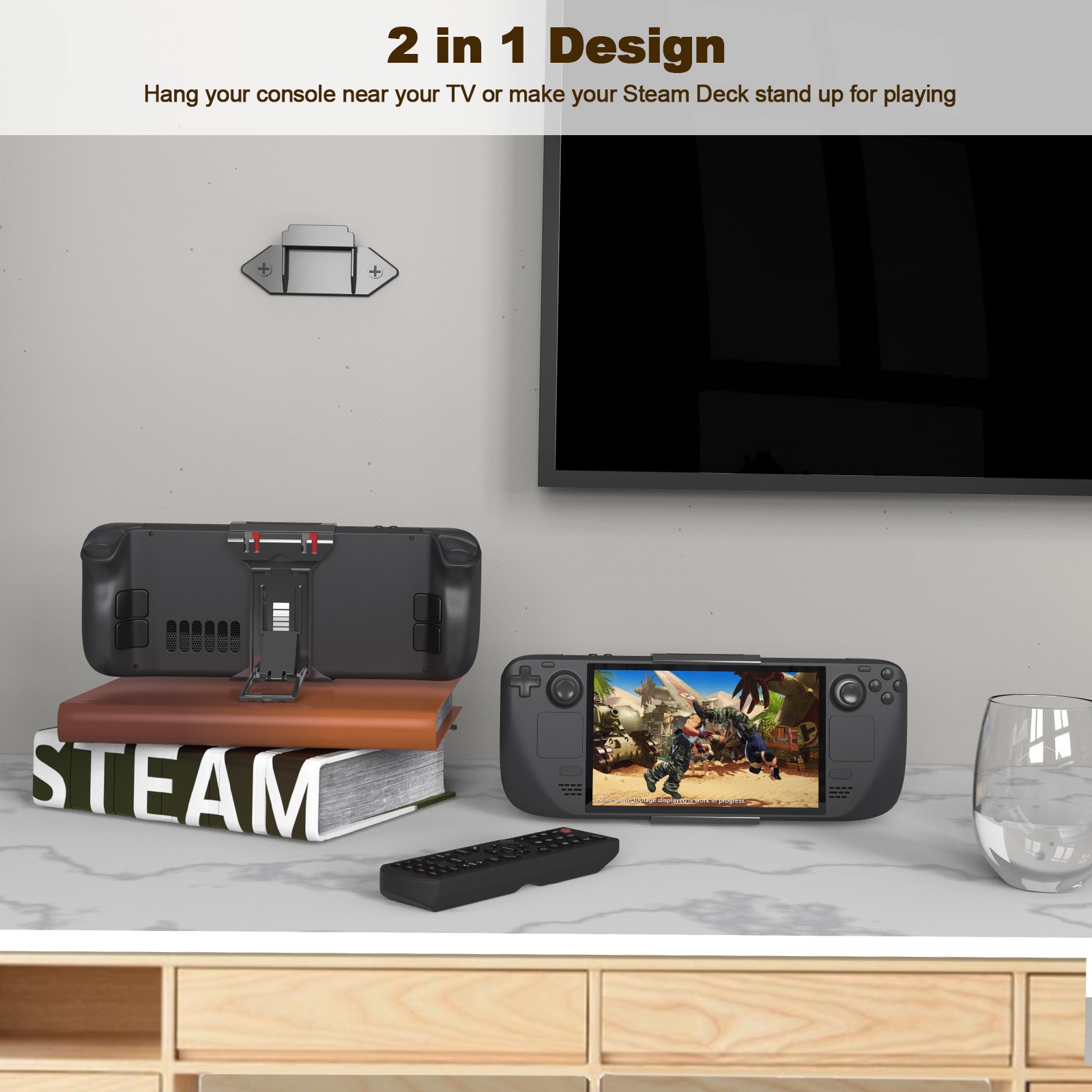 2 in 1 External Base Stand Holder TF Card Storage Rack for Steam Deck Console