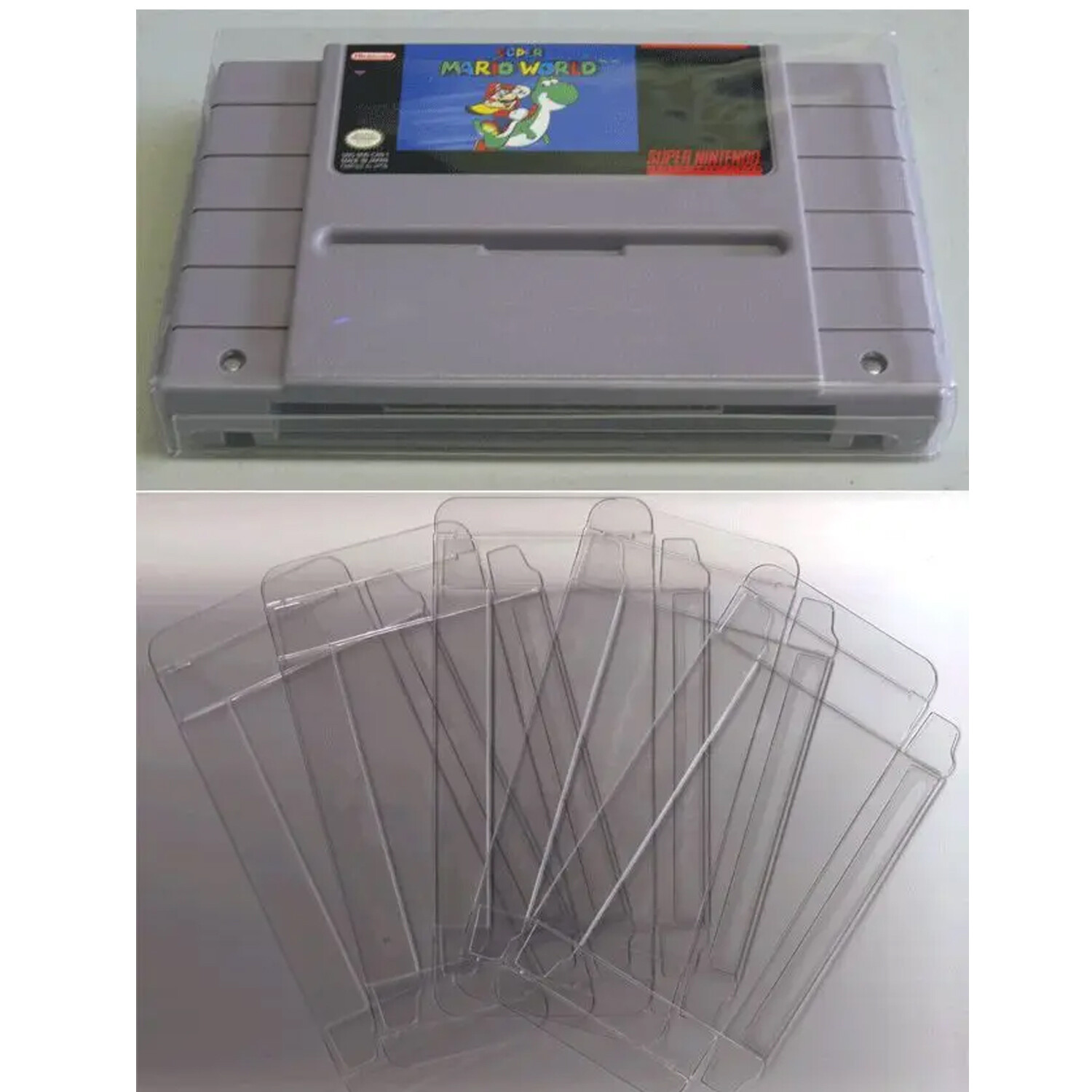 Display Protectors Clear Cases For Nintendo SNES CARTRIDGE Video Game Carts