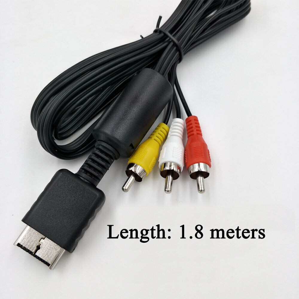 2PCS For Sony PlayStation 1/2 PS2 FAT Audio AV RCA AC Power Cable Cord Adapter