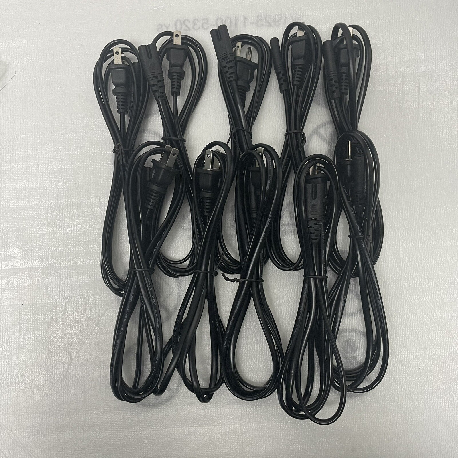 LOT Of 10 AC Power Cord 2 Prong Cable for PS4 PS3 PS2 XBOX PC LAPTOP Monitor TV