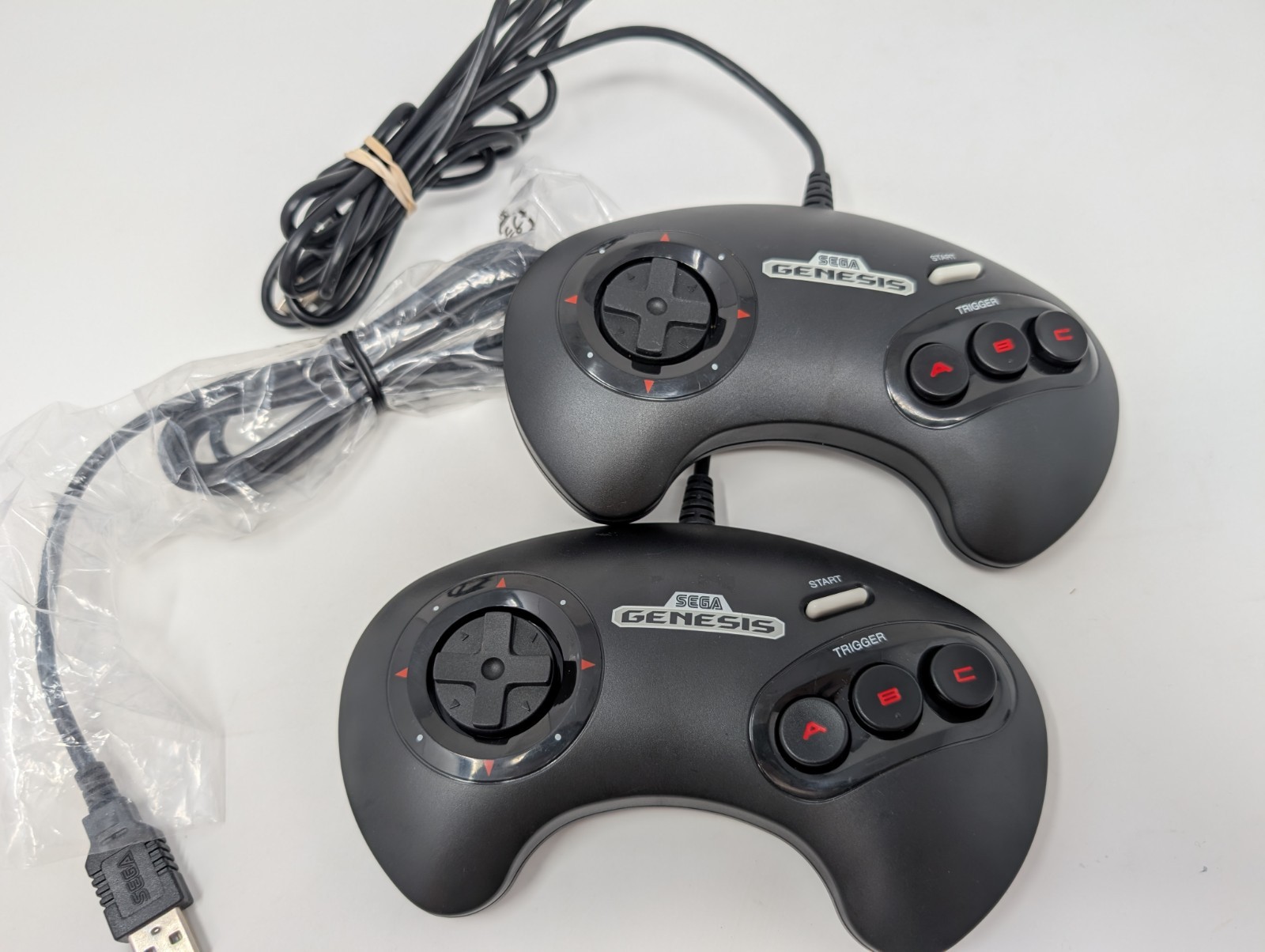 Sega Genesis Classic Mini USB Wired Controller Model MK-16500 OEM- Lot of 2