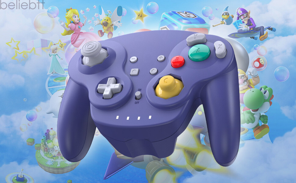 Wireless NFC Gamecube Style Controller for Switch 1/2 PC -/Rumble /Gyro Axis