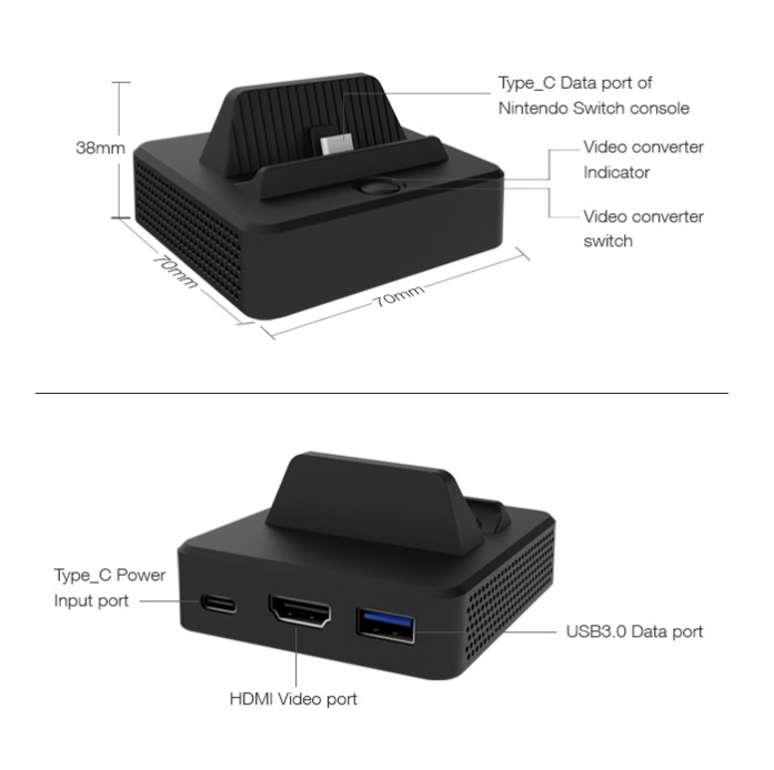 Dobe USB-C to HDMI Video Converter Charge Dock for Nintendo Switch Console