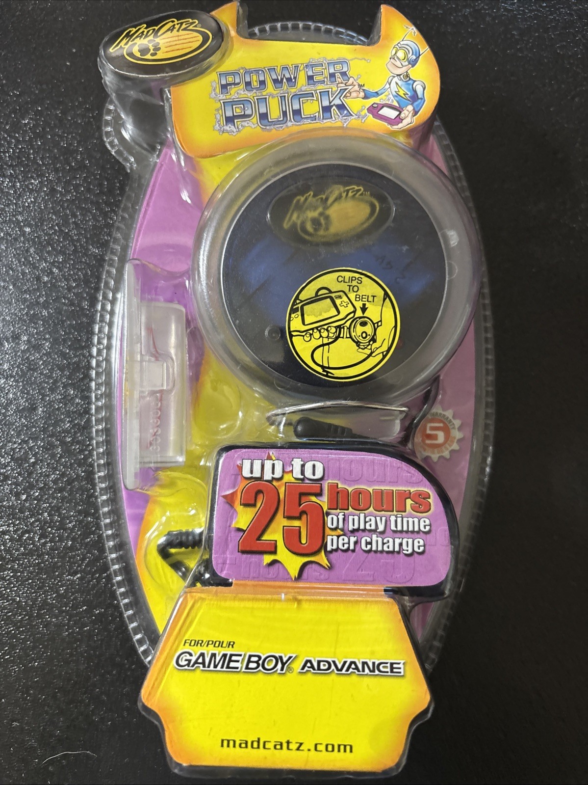 Gameboy Advance Mad Catz Battery Power Puck Factory Sealed Belt Clip GBA