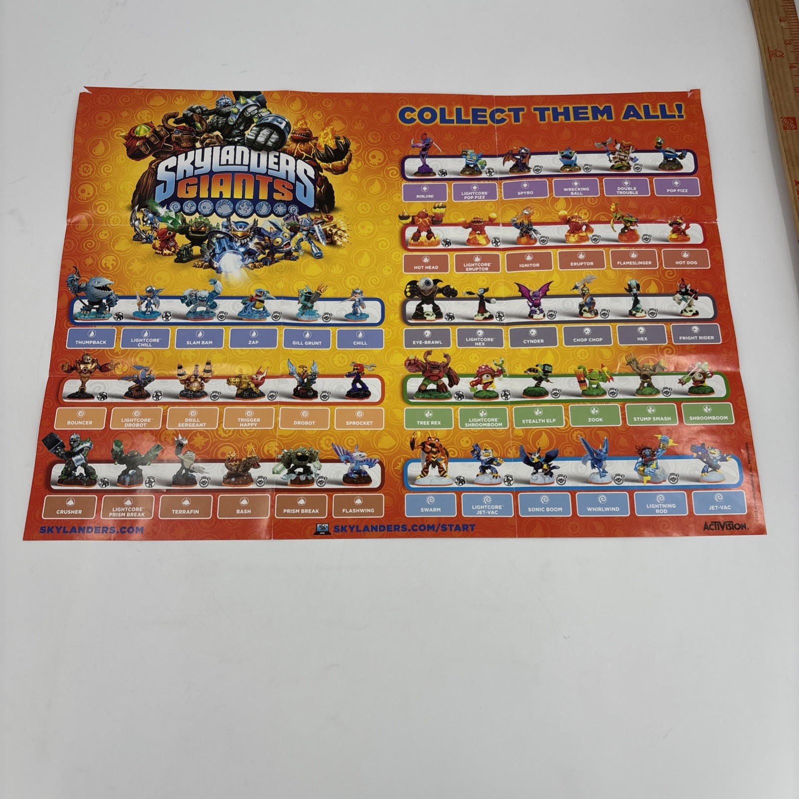 Skylanders GIANTS Game Poster | Figure Checklist | 15″ x 21″ 2012 Nintendo Wii