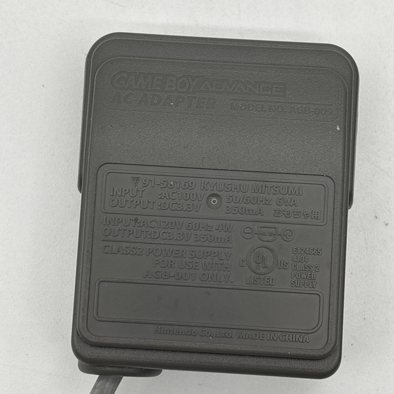 OEM Nintendo AC Power Adapter Plug Set AGB-008 & AGB-009 For Gameboy Advance GBA