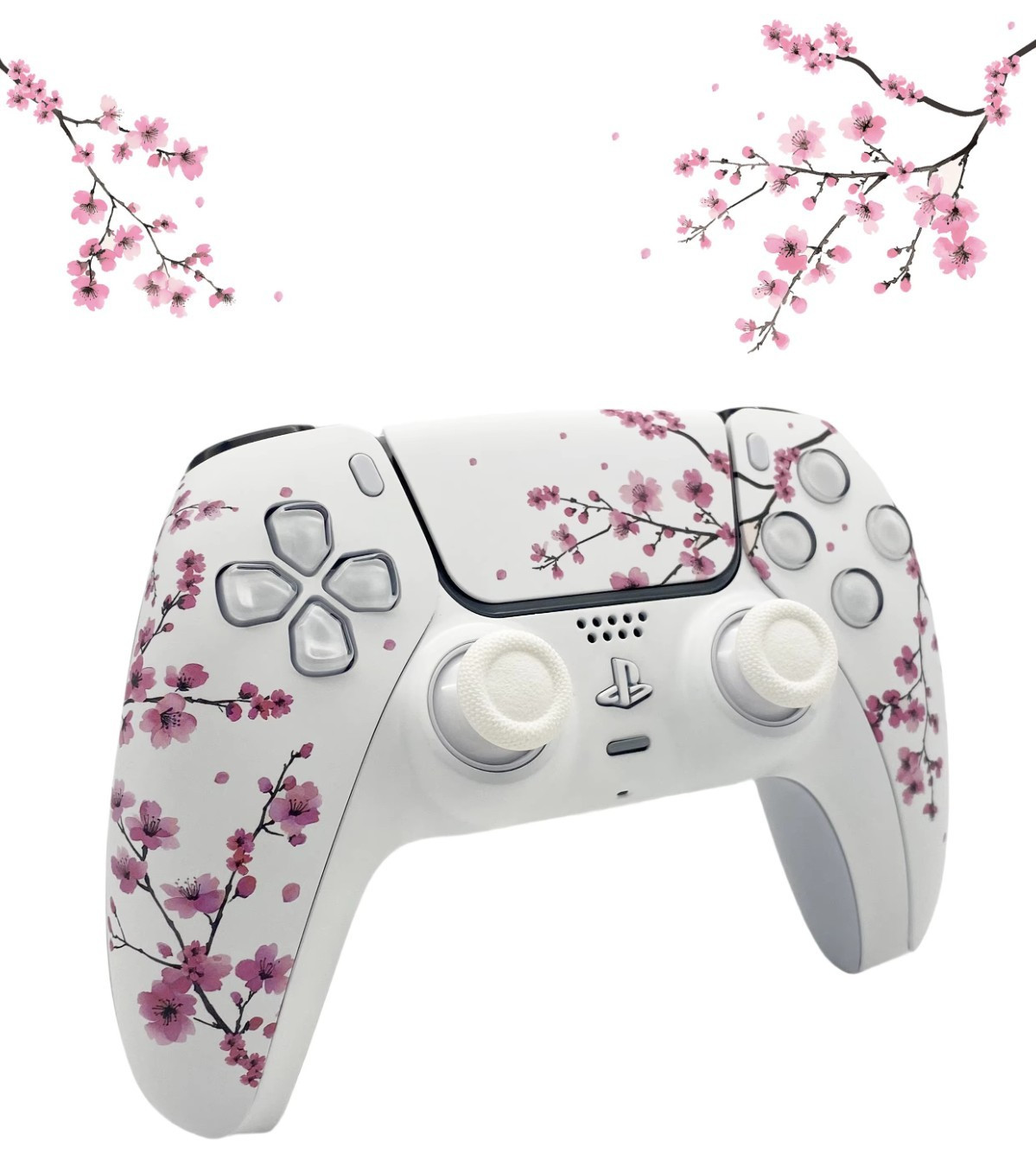 Pink and White Japan China Sakura Flower PS5 Controller Shell