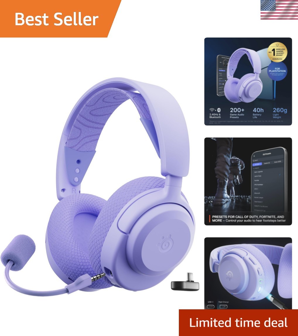 Arctis Nova 3P Wireless Headset – 40 HR Battery, Mobile App Control in Lavender