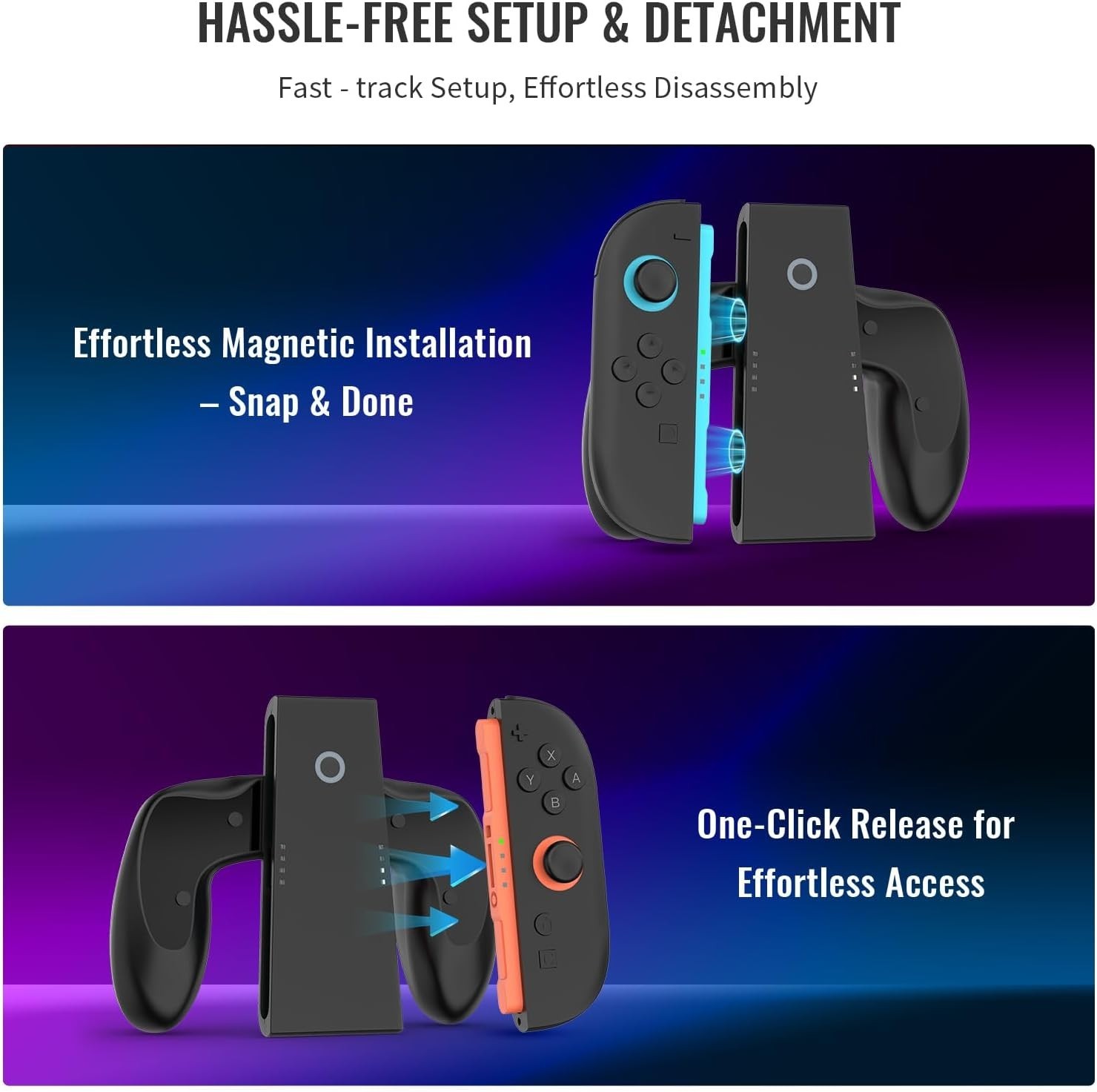 Lightweight Portable Joy-Con Charging Grip for Switch 2 & OLED – Magnetic & Fast