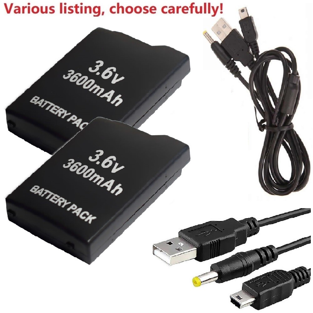 Rechargeable Battery + Charge Cable for Sony PSP-110 PSP-1001 PSP 1000 3600mAh