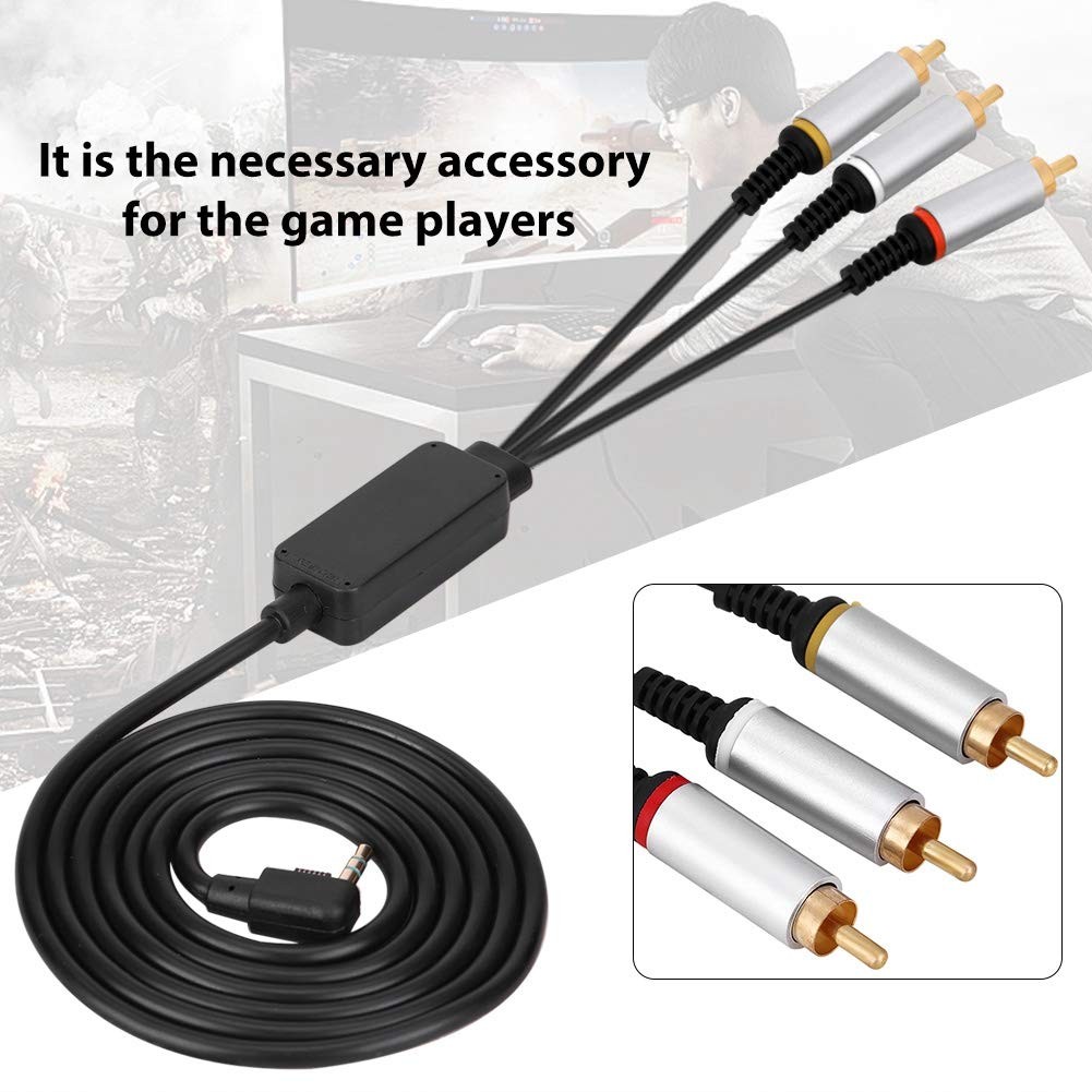 AV Cable 1.5M Component ABS TV Cord Audio Video for PSP2000 Small, Black