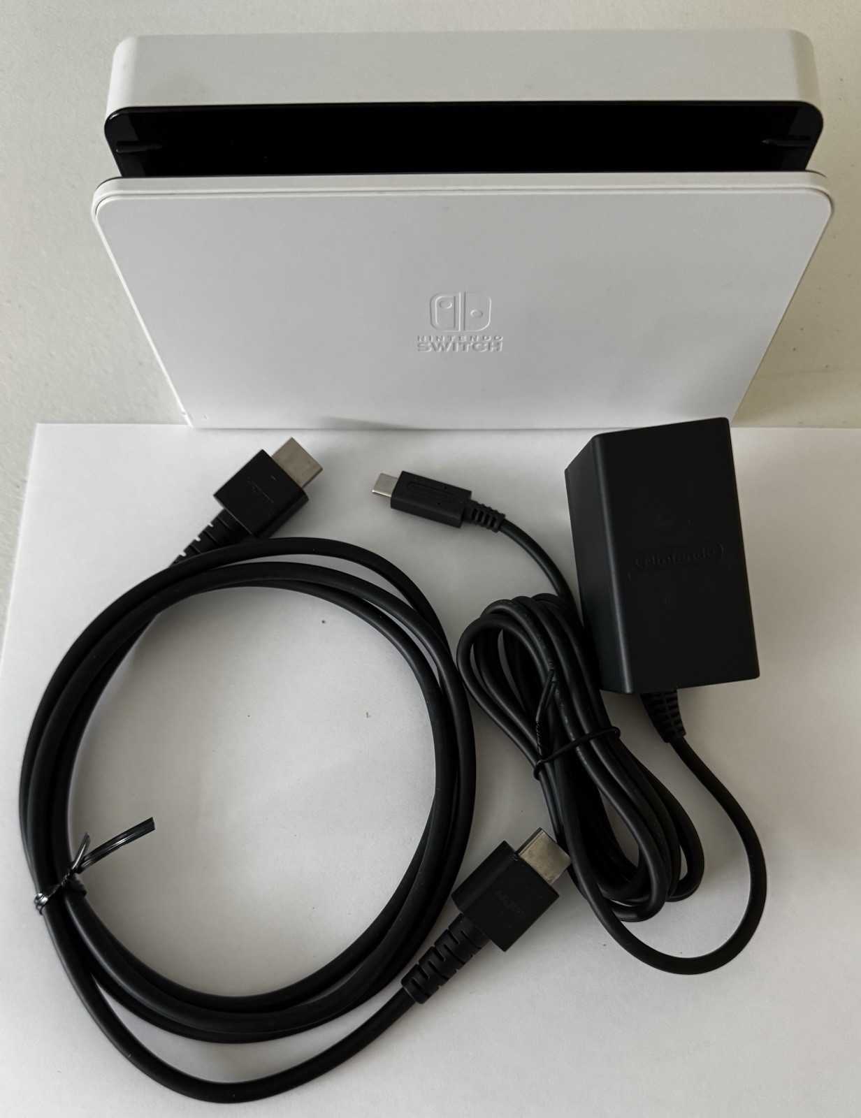 OEM Nintendo Switch OLED White Dock HEG‑007 w/ LAN Port, Power Cord & HDMI Cable