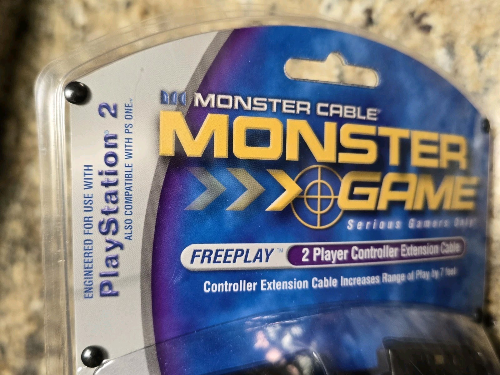 7 FT Controller Blue Monster Cable Cord PlayStation 2 PS2 / 2 Player NEW VTG