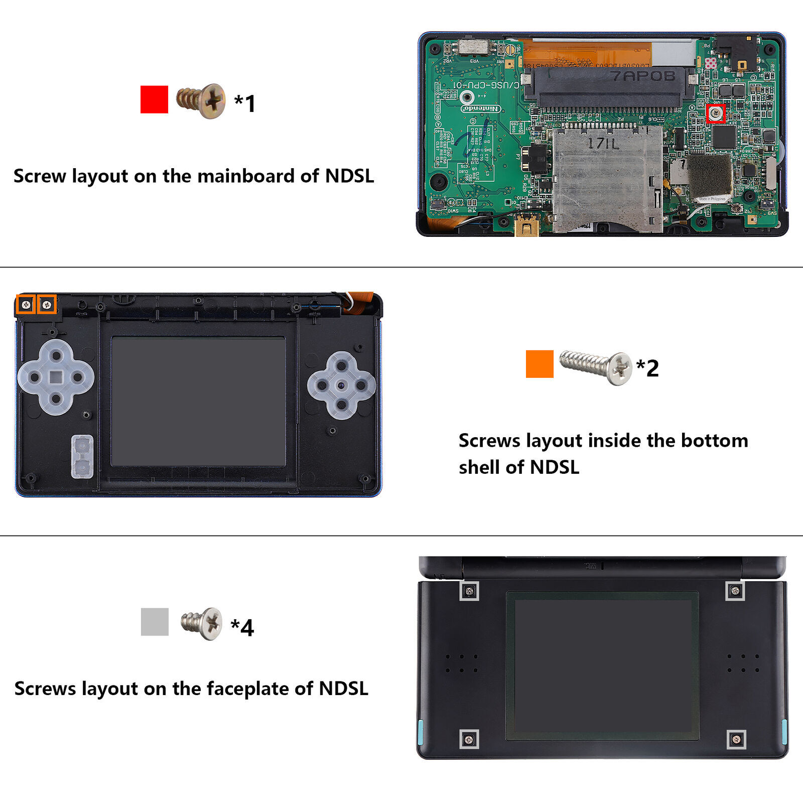 Replacement Full Shell Cover Screen Lens Buttons Tools For Nintendo DS Lite NDSL