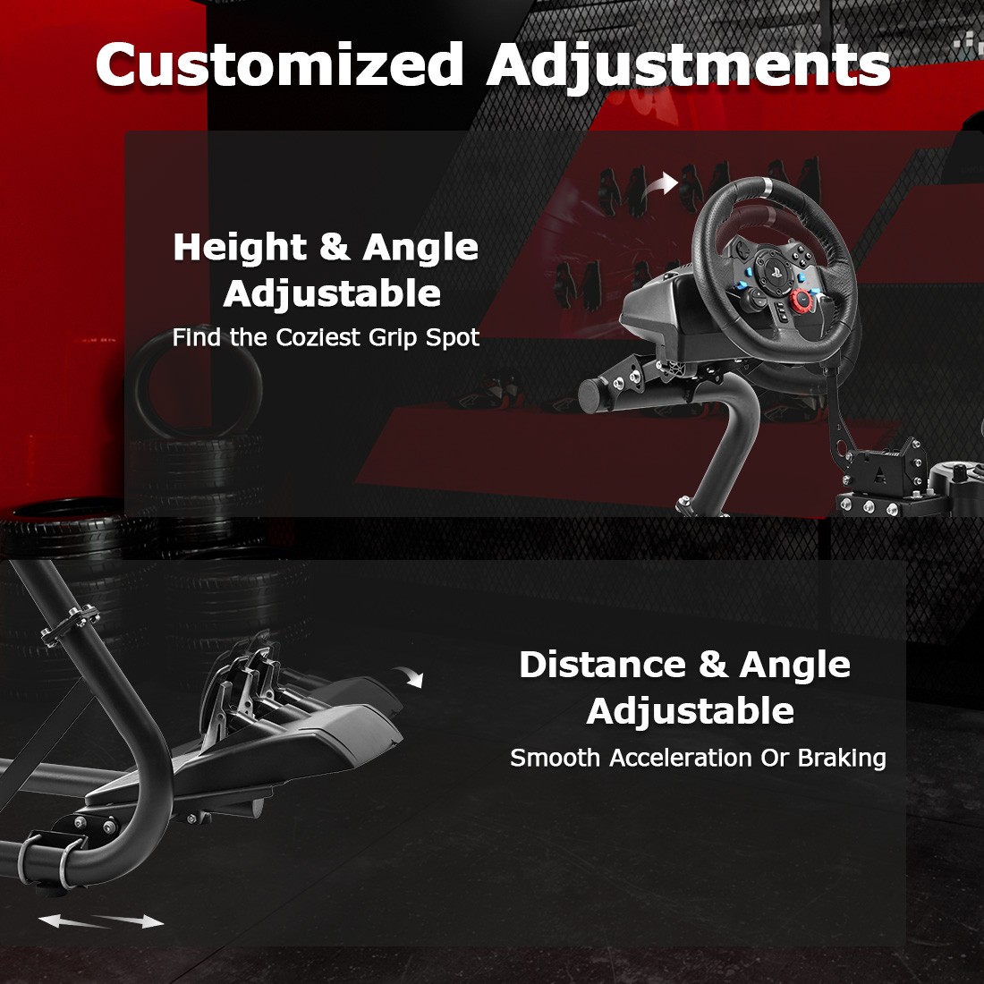 Zootopo Racing Simulator Cockpit Wheel Stand Fit Logitech G920 G923 Fanatec CSL