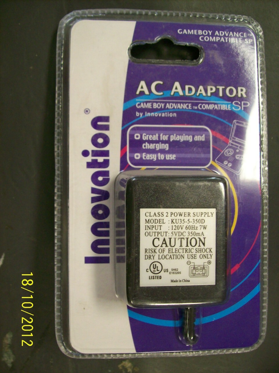 UL Listed Wall Charger AC Power Adapter Cord Nintendo Gameboy Advance SP GBA DS