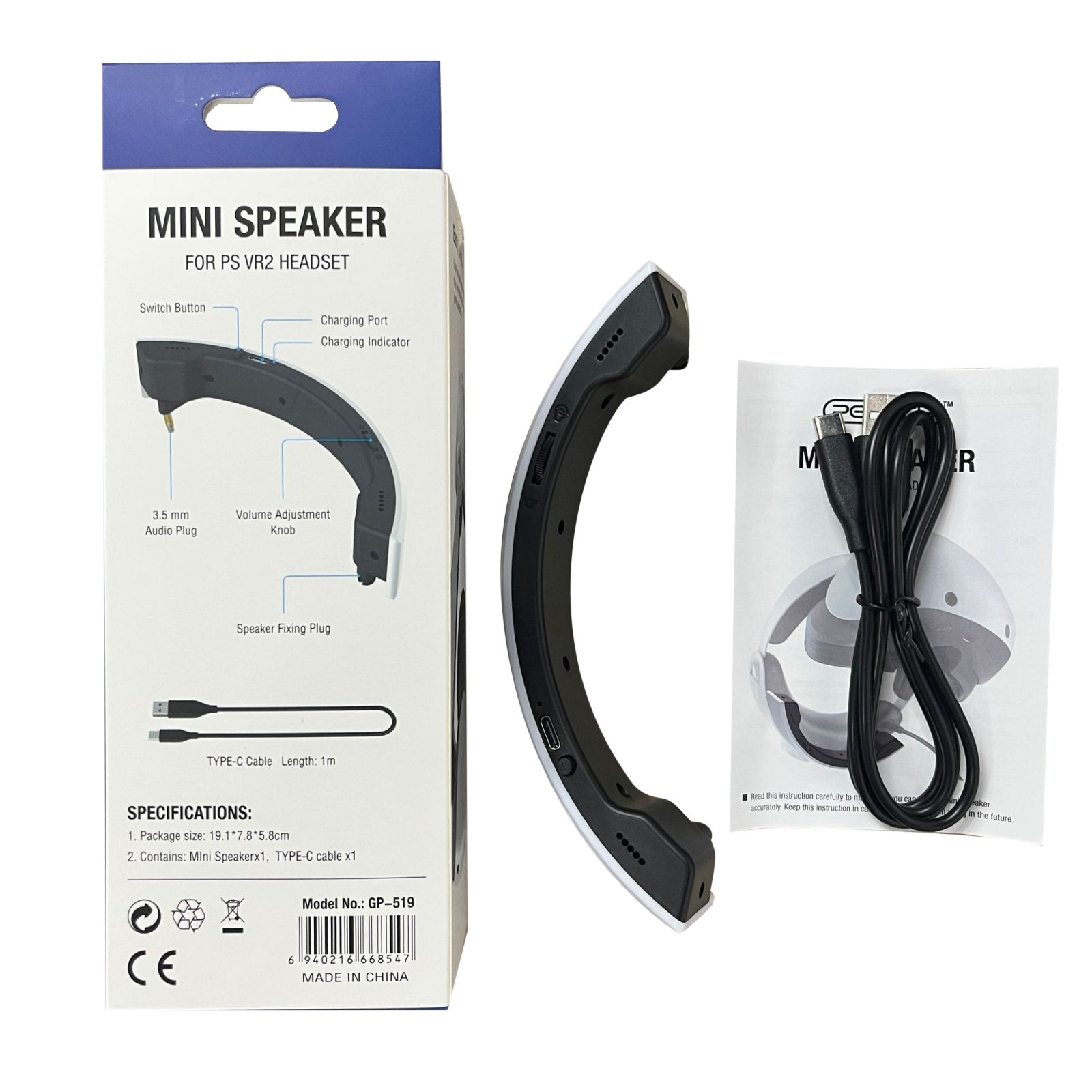 3.5mm USB Type-C Stereo External Speaker Kit For PS5 PS VR2 Gaming Headset f