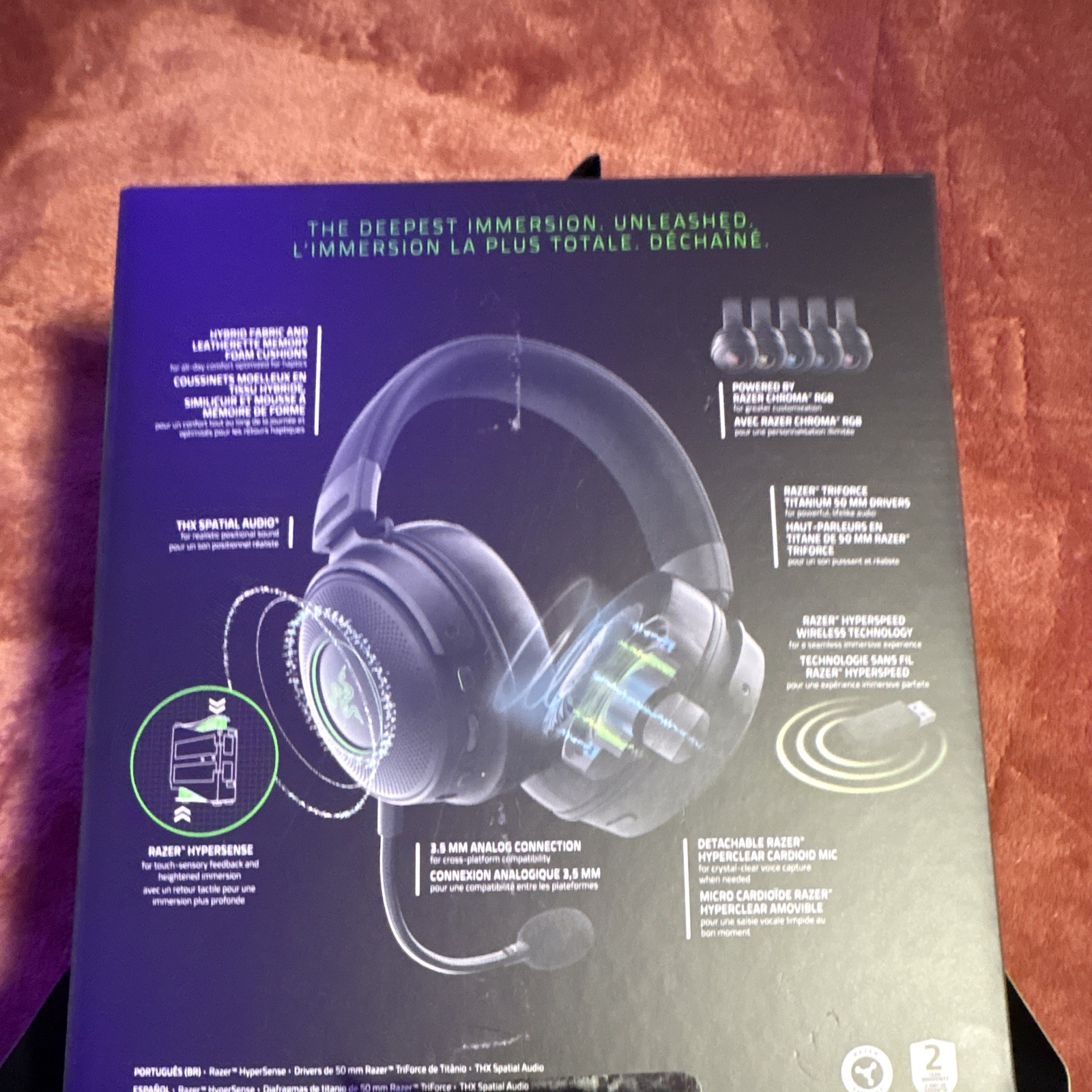 Razer Kraken V3 Pro Wireless Surround Sound Gaming Headset w/ Boom Mic Black