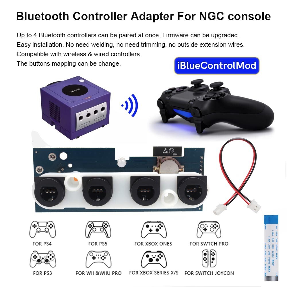 NGC iBlueControlMod Wireless Bluetooth Controller Internal Adapter For GameCube